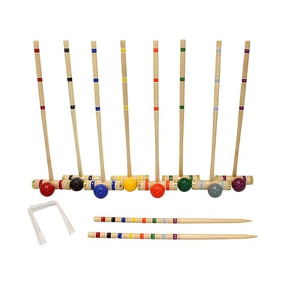 Deluxe Croquet Game Set - 8 Player - Amish-Made in Lancaster County, Pennsylvania - with Eight 32" Handles - size: Eight 32" Handles