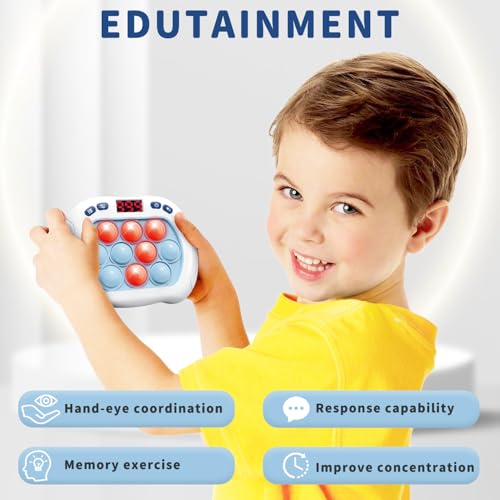 Intoypad Pop Game Light Up Fidget Toy for Kids, 6 Modes LED Screen Quick Push Controller Electric Fidget Popper Game Quick Push Bubble Sensory Games Birthday Toys for Kids Lightblue - style: Lightblue