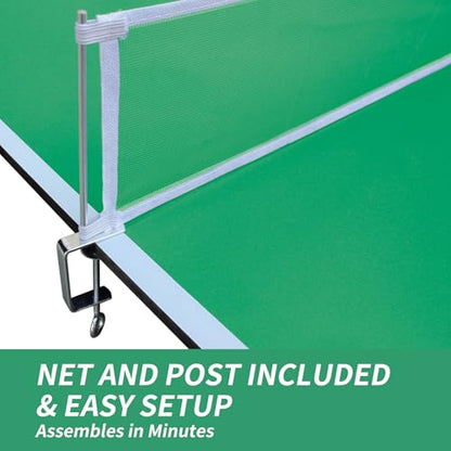 Ping Pong Table Top, 8×4FT Green Mid-Size Foldable Ping Pong Table Topper for Pool Table, Indoor Outdoor Table Tennis Conversion Top w/Net & Premium Foam Padding-Green