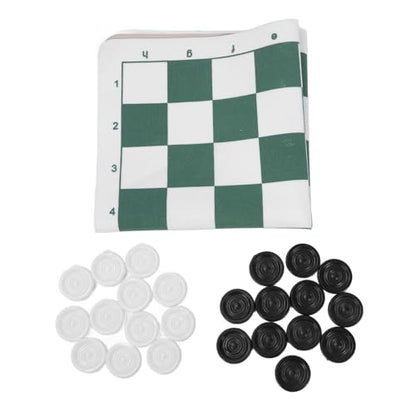 Outdoor Checkers, Folding PU Leather Camping Games Checkers Set with 24 Pieces for Kids Adults Family Picnics Parties Lawn BBQ (Green) - color: Green