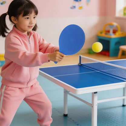 1 Set Portable Table Tennis Racket Set for Kids, Red Blue Plastic Paddles with 4 Balls, for Backyard, Beach, Travel, Camping & Family Gatherings