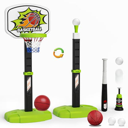 Outdoor Sport Toys Light Up Archery & Toddler Basketball Hoop and Tee Ball Set for Boy Bow and Arrow Set with 10 Suction Cup Arrows Baseball Tee with Automatic Pitching Machine Christmas Birthday Gift