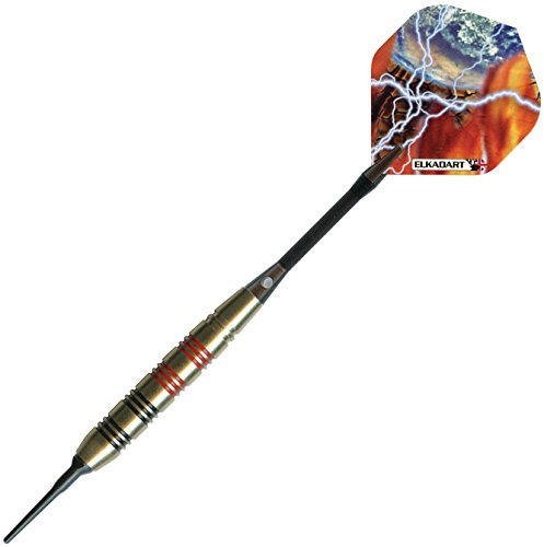 Elkadart Storm Soft Tip Darts with Storage/Travel Case - style: Black/Red Rings (18 Grams)
