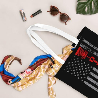 NIENIE Disc Golf With Usa Flag Tote Bag for Women Shopping Bags Reusable Large Capacity Casual Shoulder Handbags DIY Gift Bags Cute Canvas Tote Bag