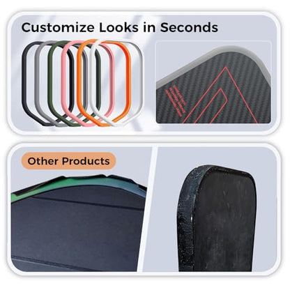 T700 Raw Carbon Fiber Pickleball Paddle, Edgeless 3K Textured Carbon Friction Surface, Thermoformed Raquette Pickleball with Aerodynamic Design used for tournament, Power & Control & Spin Max