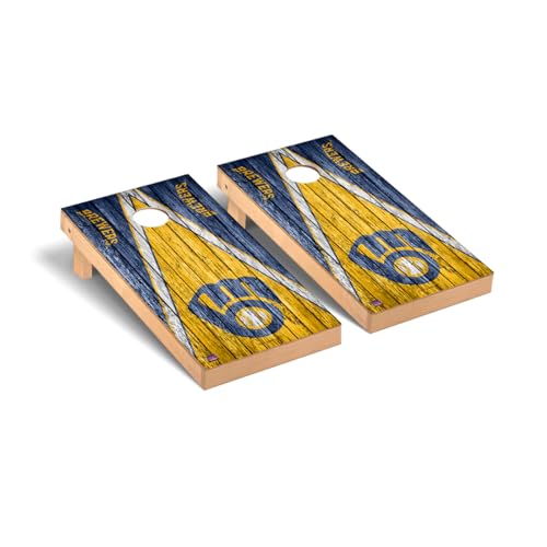 Baseball Themed Cornhole Boards, 2x4 Premium Corn Hole Board Set, Officially Licensed Cornhole Boards, Perfect for Tailgates - color: Milwaukee, size: 4. Include Case & Lights