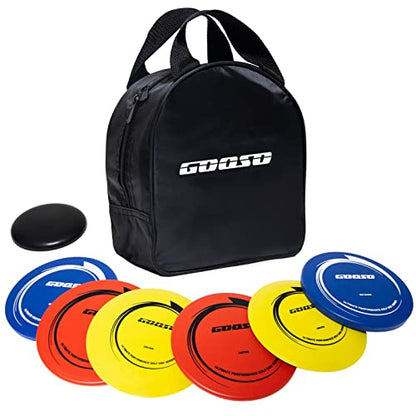 GOOSO Disc Golf Set - Driver, Mid-Range and Putter Discs with Disc Golf Bag for Outdoor and Backyard, Comfortable Plastic, 6 Pack | Driver, Mid-Range and Putter Discs with Comfortable Plastic - style: Bag Black