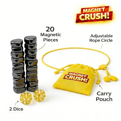 Magnet Crush Magnetic Strategy Board Game for Kids & Adults, Fun Tabletop Magnet Placement Game, STEM Educational Toy, Family Party Game, Travel Game, Puzzle Brain Teaser, Gift for Ages 9+ - color: Yellow