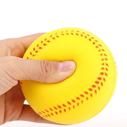 Soft Foam Baseballs Practice Training Ball for Beginners Squeeze Ball Safe Throwing Catching Batting - color: 2 Yellow Foam Baseballs