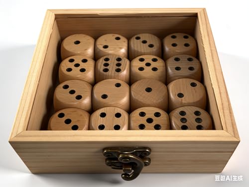 Premium 16-Piece Natural Wooden Dice Set with Clear Window Gift Box - 25mm Eco-Friendly Rounded Corner Dice for Board Games, Math Learning, Teaching & DIY Crafting - Rustic Tabletop Decor