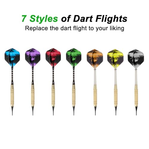 PATIKIL Soft Tip Darts Set Darts Plastic Tip 12 Pack 18 Gram with 60 Extra Plastic Dart Tips 21 Dart Flights 12 Plastic Shafts for Electronic Dart Board