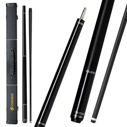 Carbon Fiber Pool Cue Stick 10.5mm/11.8mm/12.5mm,Low Deflection Pool Stick with Rare Wood Butt,Professional Cue Stick with Box Case - color: Ebony_Linen Wrap_11.8mm