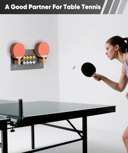 Ping Pong Paddle Holder, Wall Mounted Metal Magnetic Table Tennis Storage Rack Holds - size: 2-Tier