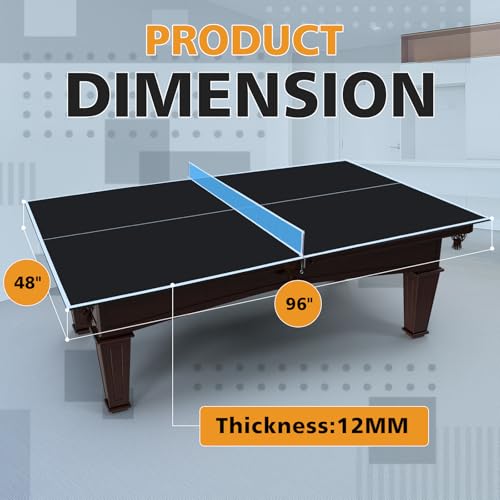 8ft Black Mid Size Ping Pong Conversion Top Foldable Portable Table TTable Top for Indoor Games