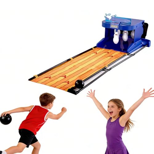 Indoor Electric Bowling Machine, Foldable Bowling Game Console with Automatic Reset, LED Scoreboard & Sound Effects - Fun Sports Game for Kids & Adults