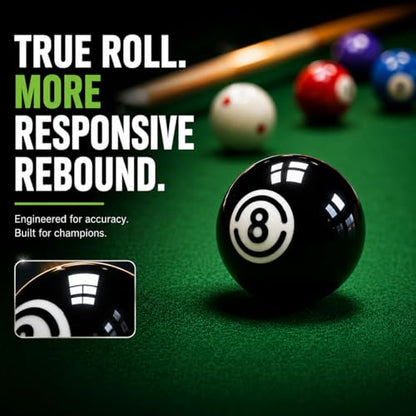 HMQQ 2 1/4" Replacement 8 Ball for Pool Table, Regulation Size Professional Resin Billiard Ball, Durable Glossy Finish, Single Black Pool Ball - style: Black 8