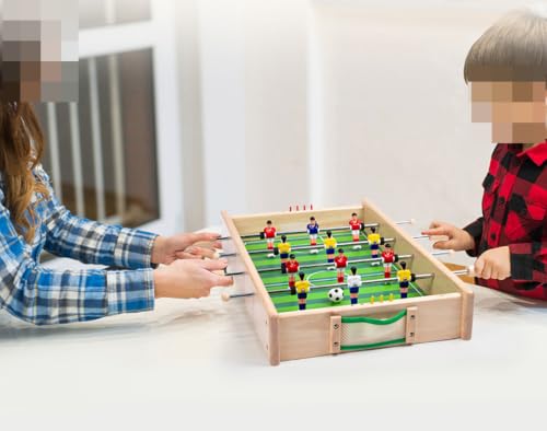 Wooden Tabletop Game Set, Mini Foosball & Ice Hockey Table Combo | 2 in 1 Tabletop Game, Desktop Ice Hockey Toy, Two Player Sports Game