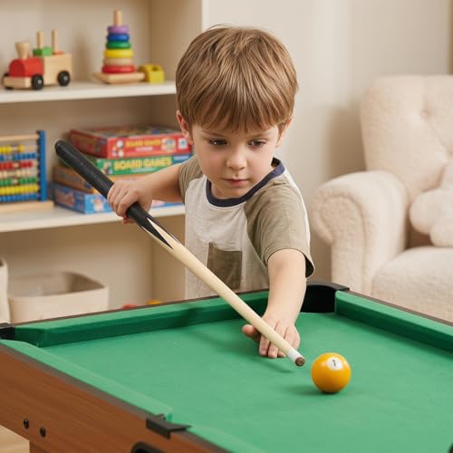 2PCS Children's Billiard Stick Short Billiard Cue Reusable Mini Pool Cue Space Short Pool Mini Table Game Sticks Maple Wood Accessories 48cm