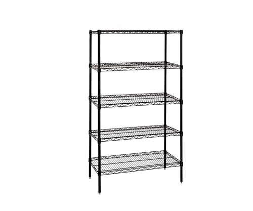 Quantum Storage Systems WR54-1854BK Wire Shelving Starter Kit, 54" W x 18" D x 54" H, 600 lbs Capacity, Carbon Steel, Epoxy Coated, Black, NSF - color: Black Epoxy, size: 54H x 54W x 18D