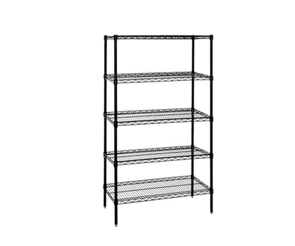 Quantum Storage Systems WR54-1460BK Wire Shelving Starter Kit, 60" W x 14" D x 54" H, 600 lbs Capacity, Carbon Steel, Epoxy Coated, Black, NSF - color: Black Epoxy, size: 54H x 60W x 14D