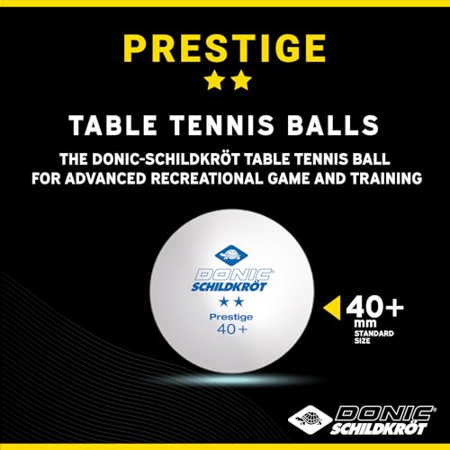 Donic-Schildkröt 2-Star Prestige Table Tennis Ball, Poly 40+ Quality, 3 Pieces in a Box, White