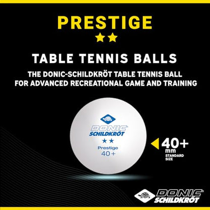 Donic-Schildkröt 2-Star Prestige Table Tennis Ball, Poly 40+ Quality, 3 Pieces in a Box, White