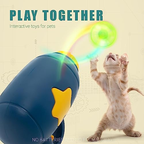 Cat Fetch Toy, Interactive Flying Cat Toy with 20 Propellers, Kitten Tracks Toy for Training Hunting Chasing - color: Dark Blue + 20 Propellers
