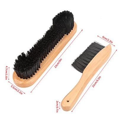 Billiards Pool Table Brush Set, Wood Handle Soft Billiards Brush, Pool Table Cleaning Tools with 2 Brushes for Bed and Corner Rail, for Cleaning