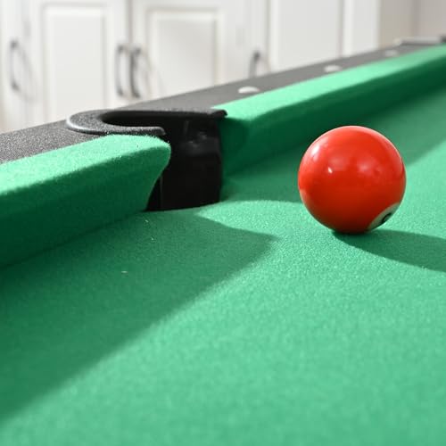 Pool Table for Game Room, 6FT Billiard Table with Balls, Cues, Chalk & Rack, MDF Game Table with Wooden Frame for Home, Office, Bar, Family Entertainment Center and Kids Playroom