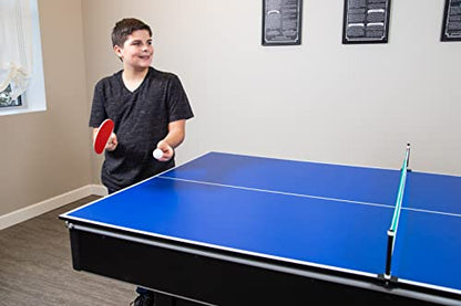 Hathaway Maverick 7 Foot Pool Table with Table Tennis Top – with Accessories for Both Games – Space-Saving Ping Pong and Pool Table Combo for Families – Matte Black Finish