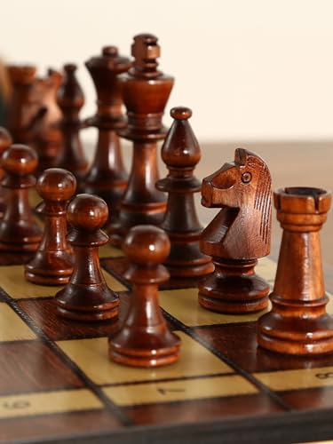 Large 17-Inch Magnetic Wooden Chess Set - Perfect for Adults and Beginners Handcrafted Unique Folding Design Board Games