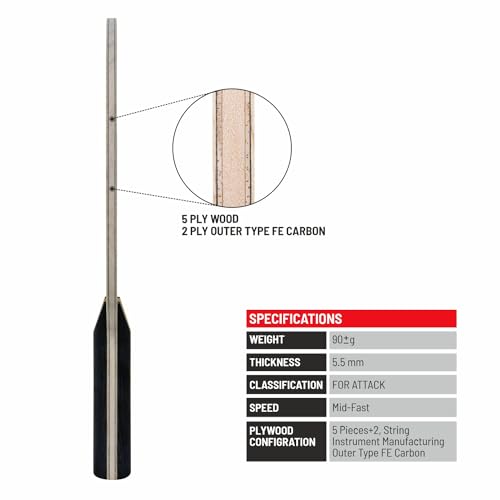 Nittaku Table Tennis Racket Acoustic Carbon Inner Shake Hand for Attacks, Special Materials Included - style: Flare