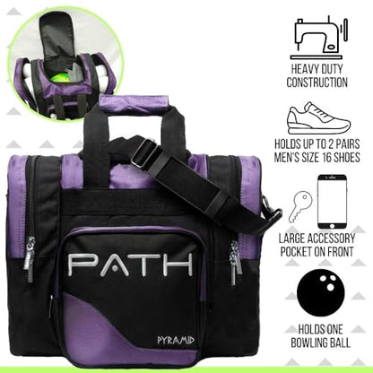 Pyramid Path Pro Deluxe Single Bowling Ball Tote - Holds One Ball, One Pair Shoes Up to Mens 15 - color: 1-Purple