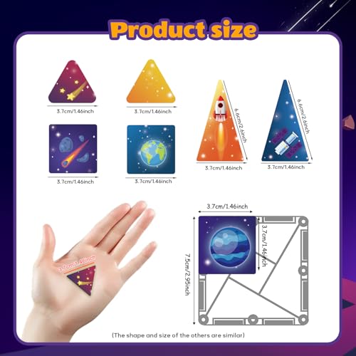 Mini Magnetic Tiles Travel Set, 31Pcs STEM Travel Magnatiles with Metal Case, Space Theme Educational & Creative Magnet Tiles for Kids