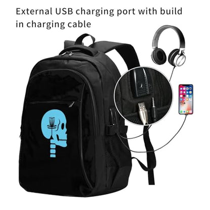 Disc Golf On The Mind Travel Backpack, Extra Large 50L Laptop Backpacks for Men Women, College Backpacks Work Bag with USB Charging Port Fits 17 Inch Computer, Black