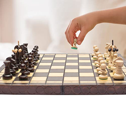 Husaria European International Chess Wooden Game Set, King's Classic - 13.8 Inches Medium Size Chess Set with Handcrafted Chessmen and Felted Folding Board - size: 13.8 Inch Classic