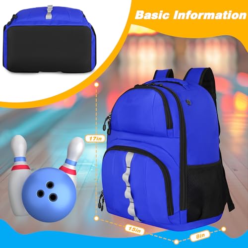 Goloni 2 Ball Bowling Backpack,Bowling Ball Bag with Shoe Compartment & Portective Foam Padded, Fits Shoes Up to US Size 16 - color: Blue