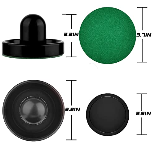 Air Hockey Pushers and Pucks - Air Hockey Paddles and Goal Handles Replacement Accessories for Game Tables (4 Pushers, 8 Pucks) - color: Red&Black