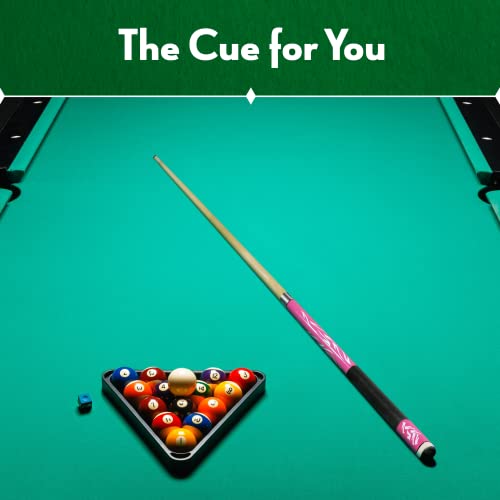 2 Piece 58inch Hardwood Maple Pool Cue Billiard Stick with Steel Joint, Pink, 18-21oz