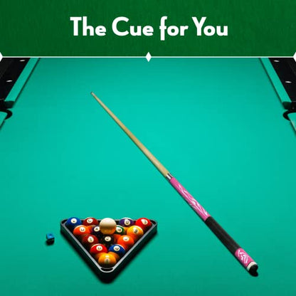 2 Piece 58inch Hardwood Maple Pool Cue Billiard Stick with Steel Joint, Pink, 18-21oz