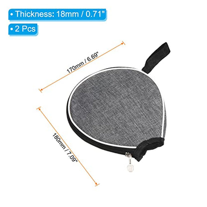 PATIKIL Ping Pong Paddle Case, 2 Pack Table Tennis Racket Case Half Soft Cover Container Bag for Sports Accessories, Grey