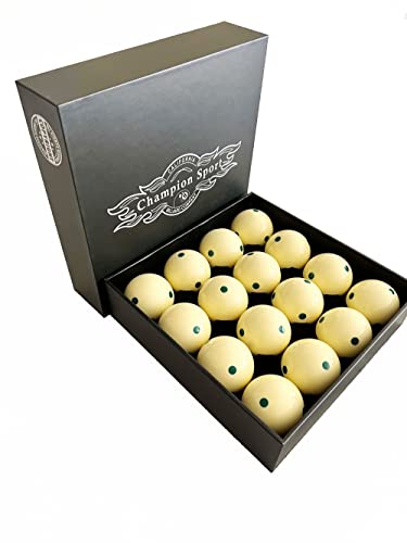 Champion 2-1/4" Billiard Practice Training Pool Cue Ball (6 dot, 16 Balls/Box, Purple, Black, Green, Blue, Red - size: Green dot