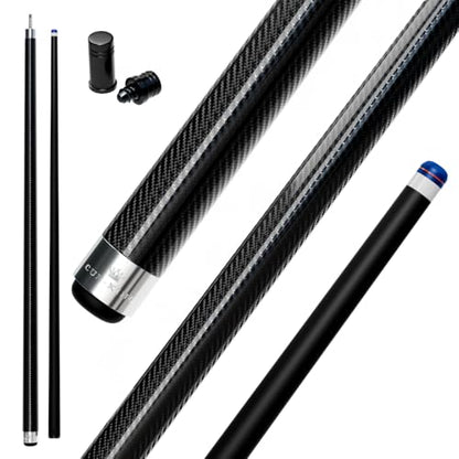 Cue-King Pool Cue Military-Grade Carbon Fibre 58” 18oz 2 Piece with 12.5mm Premium Tip Finished in Gloss Exposed Carbon Fibre, Professional Pool Cue - style: Carbon Cue