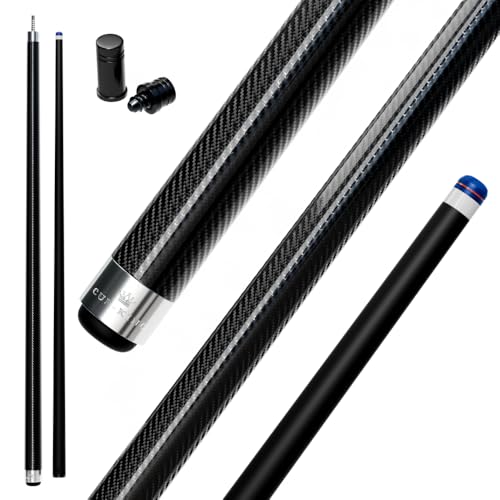 Cue-King Pool Cue Military-Grade Carbon Fibre 58” 18oz 2 Piece with 12.5mm Premium Tip Finished in Gloss Exposed Carbon Fibre, Professional Pool Cue - style: Carbon Cue