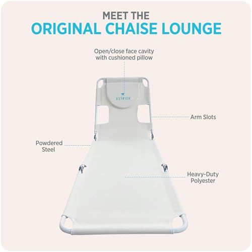 Ostrich 72 by 22 Inch Versatile Chaise Lounge Portable Reclining Lounger, Outdoor Patio, Beach, Lawn, Camping, or Pool Tanning Chair, White - color: White, style: Standard Chaise