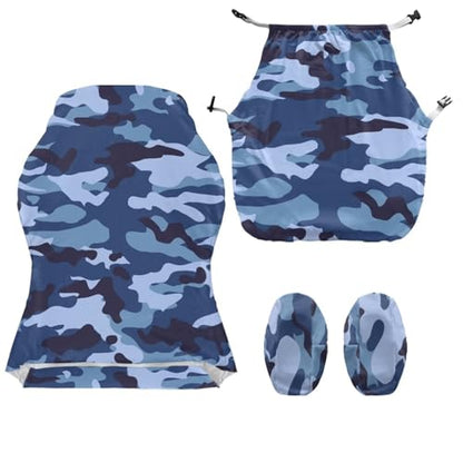 Suobstales Blue Camo Pattern Gaming Chair Covers, Stretchable Soft Thick Breathable Scratch Resistant Gaming Chair Seat Cover with 2Pcs Armrest Slipcovers - color: Blue Camo