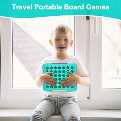 4 in a Row Connect Game, Travel Board Games for Kids Adults, Get 4 in a Row to Win - 9 x 7.4 inches (Green) - color: Green