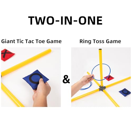 Giant Tic Tac Toe Game,4ft x 4ft Bean Bag & Ring Toss Across Game|Backyard Outdoor Indoor Games Lawn Games for Adults Kids and Family Party Game Christmas Birthday Gifts with Storage Bag