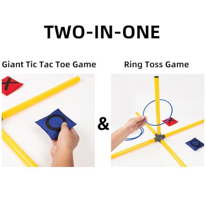 Giant Tic Tac Toe Game,4ft x 4ft Bean Bag & Ring Toss Across Game|Backyard Outdoor Indoor Games Lawn Games for Adults Kids and Family Party Game Christmas Birthday Gifts with Storage Bag