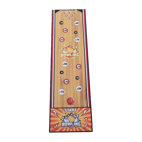 Indoor Bowling Set, Tabletop Bowling Game Mat with 6 Pins and 6 Balls, Foldable Easy to Store, for Family Game Nights and Parties